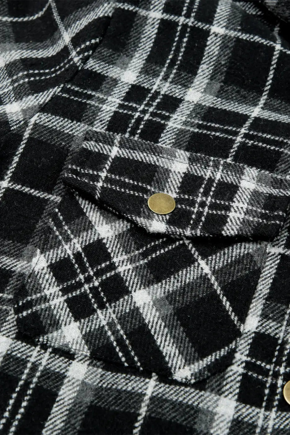 Plaid Pattern Sherpa Lined Hooded Jacket