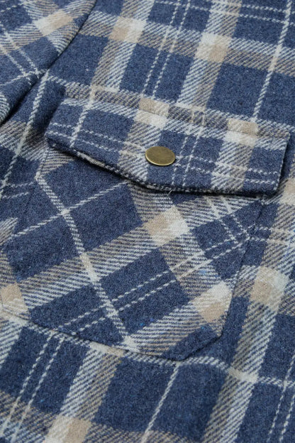 Plaid Pattern Sherpa Lined Hooded Jacket