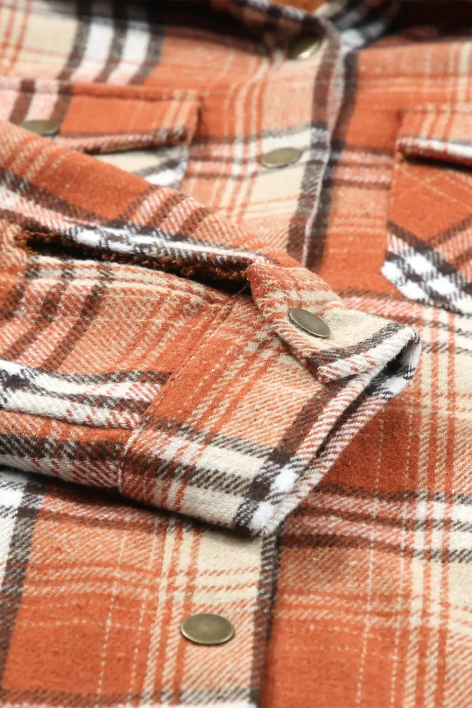 Plaid Pattern Sherpa Lined Hooded Jacket