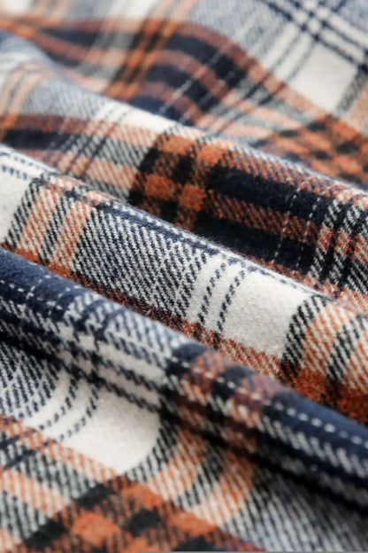 Plaid Pattern Sherpa Lined Hooded Jacket