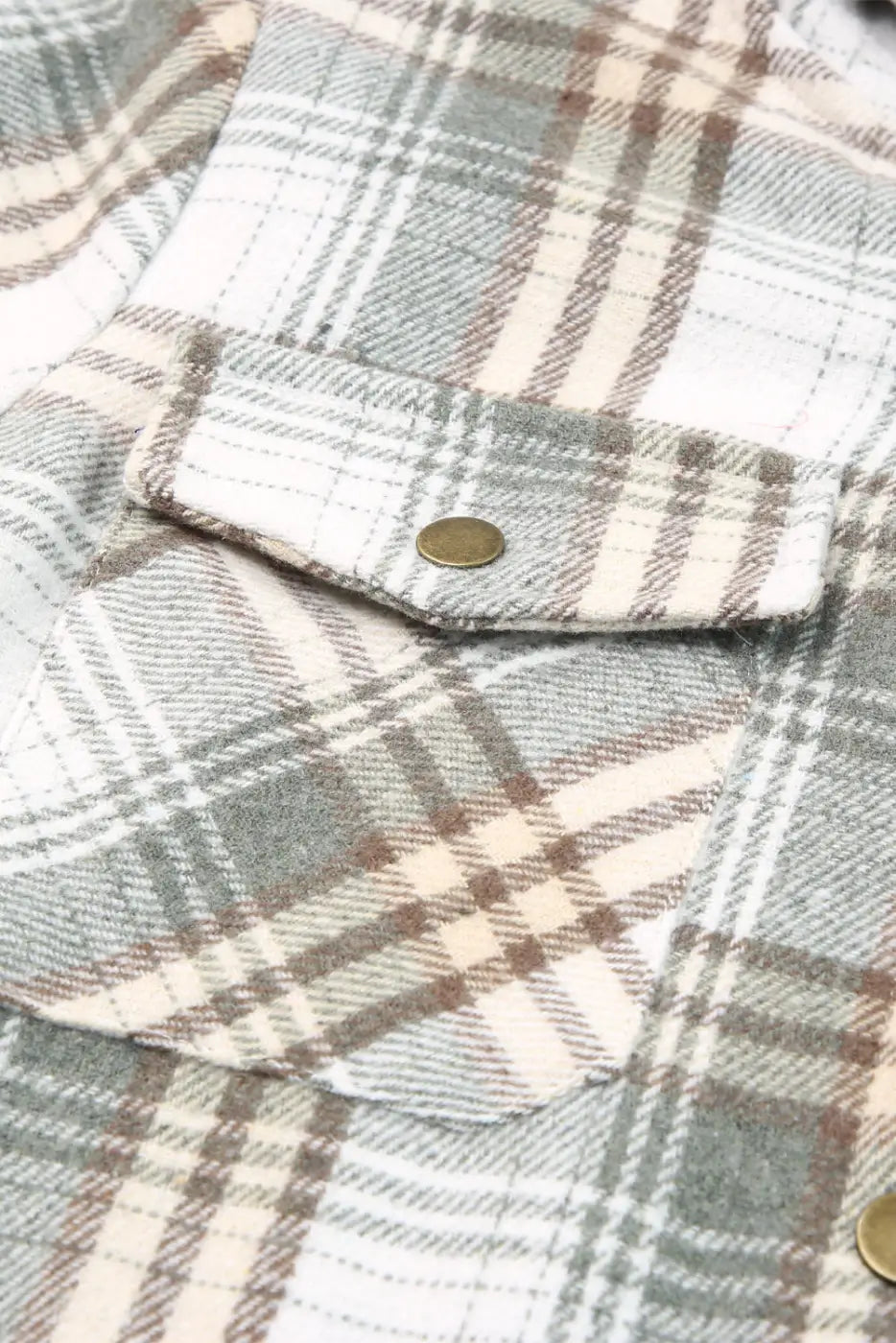 Plaid Pattern Sherpa Lined Hooded Jacket